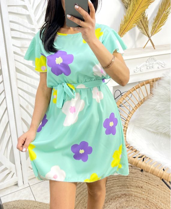 FLOWERS SS984 PASTEL GREEN DRESS