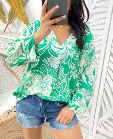 VISCOSE PE379 GREEN BLOUSE