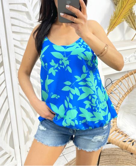 TOP PRINTED WITH STRAPS PE2037 BLUE