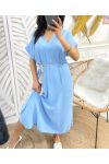 LONG DRESS WITH SLITS PE994 SKY BLUE