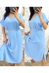 LONG DRESS WITH SLITS PE994 SKY BLUE