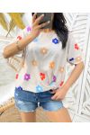 TOP RAYE FLEURS PE989 BEIGE