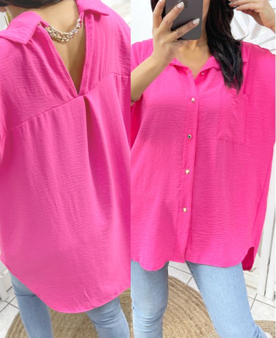 BLOUSE MET KETTING PE235 FUCHSIA