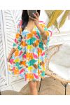 COLORFUL OVERSIZED SHORT DRESS PE1330 ORANGE