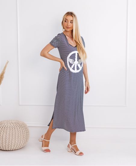 LANGE JURK PEACE N LOVE 1273 BLAUW