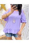 TOP EPAULES OUVERTES + COLLIER OFFERT PE982 LILA