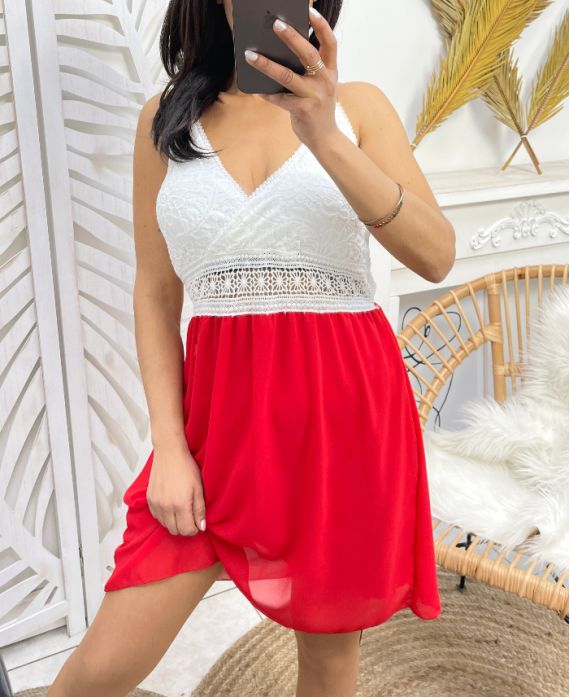 ROBE DENTELLE PE2078 ROUGE