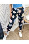 JOGGINGBROEK MET BLOEMENKNIJPEFFECT PE383 ZWART