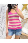 LUREX STRIPED MESH TOP PE960 FUCHSIA