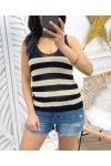 LUREX STRIPED MESH TOP PE960 BLACK