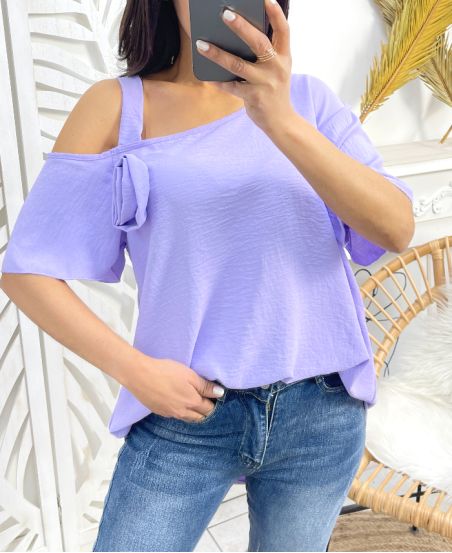 TOP "COUP DE COEUR" OVERSIZE FLEUR PE949 LILA