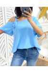 TOP "COUP DE COEUR" FIORE OVERSIZE PE949 AZZURRO CIELO