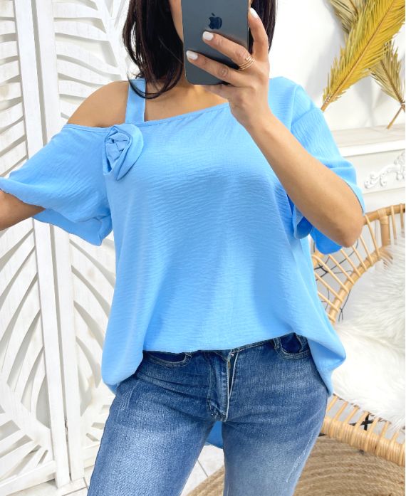 TOP "COUP DE COEUR" FIORE OVERSIZE PE949 AZZURRO CIELO