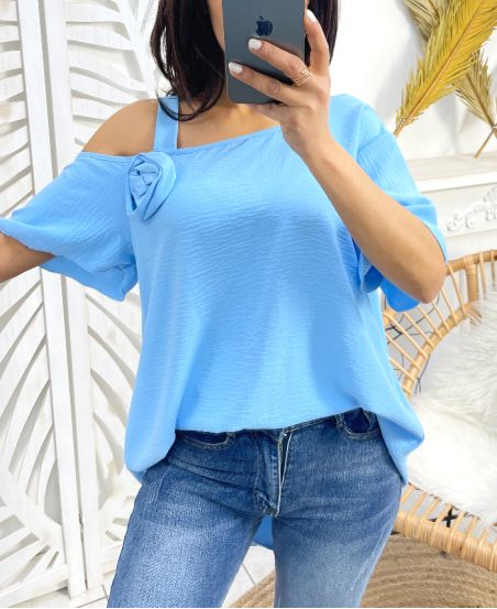 TOP "COUP DE COEUR" FIORE OVERSIZE PE949 AZZURRO CIELO