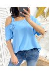 TOP "COUP DE COEUR" FIORE OVERSIZE PE949 AZZURRO CIELO