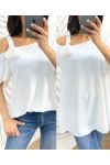TOP "COUP DE COEUR" OVERSIZE FLEUR PE949 BLANC