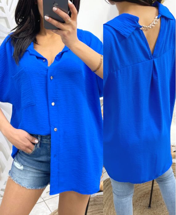 BLUSA CON CADENA EN LA ESPALDA PE235 ROYAL BLUE