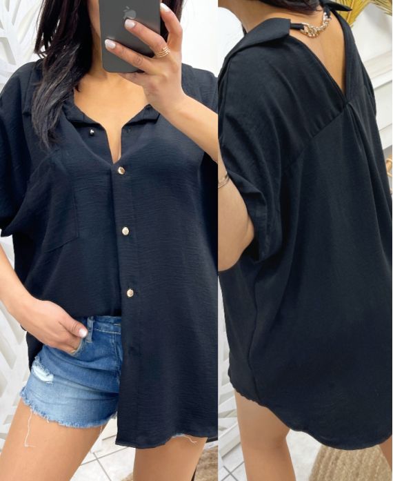 PE235 BLUSA CON ESPALDA DE CADENA NEGRA