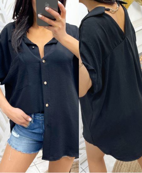 PE235 CHAIN BACK BLOUSE BLACK