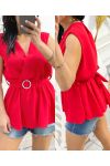 TOP LIEN BOUCLE PE1013 ROUGE