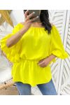 PE935 ELASTICATED NECKLINE TOP YELLOW