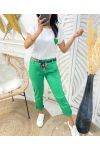 CONFEZIONE 4 PANTALONI CON CINTURA FANTASIA S M L XL 9354 VERDE SMERALDO