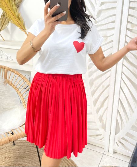 SHORT PLEATED SKIRT PE261 RED