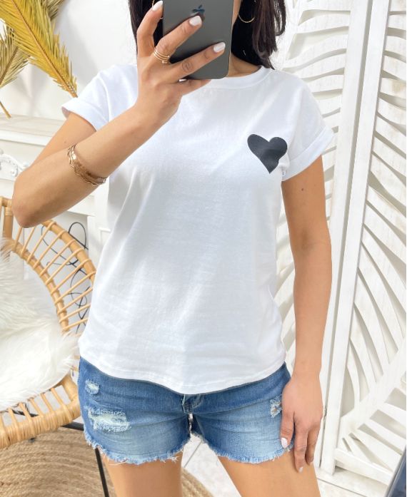 CAMISETA CORAZÓN SS226 NEGRO