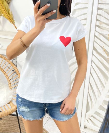 T-SHIRT COEUR PE226 ROUGE