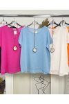 COTTON TOP + NECKLACE FREE PE1194 SKY BLUE