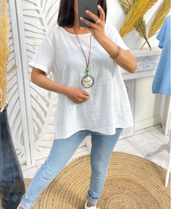 COTTON TOP + FREE NECKLACE PE1194 WHITE