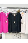 COTTON TOP + NECKLACE FREE PE1194 BLACK