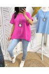 COTTON TOP + FREE NECKLACE PE1194 FUSHIA