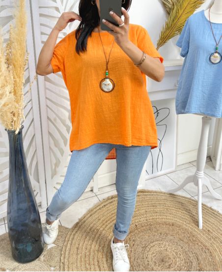 TOP DE ALGODÓN + COLLAR GRATIS PE1194 NARANJA