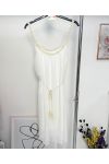 LINED SHEER DRESS PE1196 WHITE