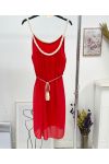 LINED SHEER DRESS SS1196 RED