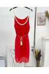 VESTIDO TRANSPARENTE FORRADO SS1196 ROJO