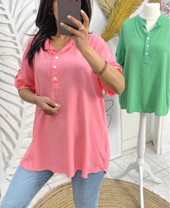 BLUSA FLUIDA DE VISCOSA PE1189 CORAL