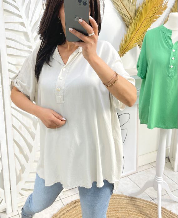 FLIESSENDE VISKOSEBLUSE PE1189 BEIGE