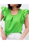 PE872 RUFFLE TOP GREEN LEMON