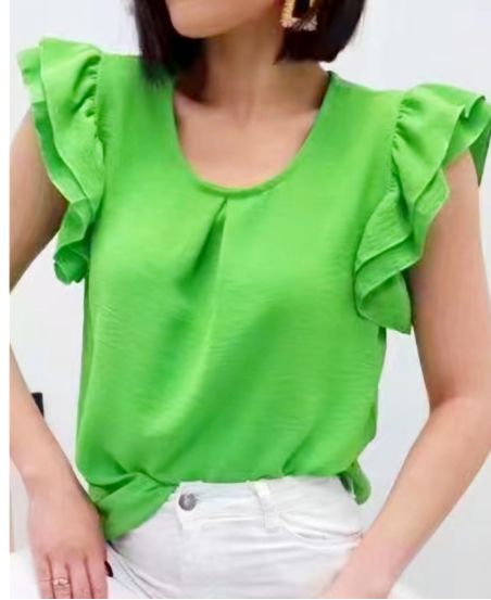 PE872 RUFFLE TOP GREEN LEMON