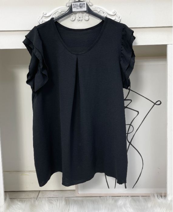 RUFFLE TOP PE872 ZWART