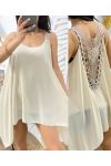 TÚNICA ASIMÉTRICA OVERSIZE ENCAJE ESPALDA PE1195 BEIGE