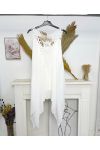 OVERSIZED ASYMMETRICAL TUNIC LACE BACK PE1195 WHITE