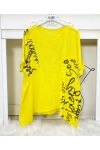 COTTON TUNIC WRITING PE704 YELLOW