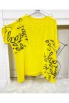 COTTON TUNIC WRITING PE704 YELLOW