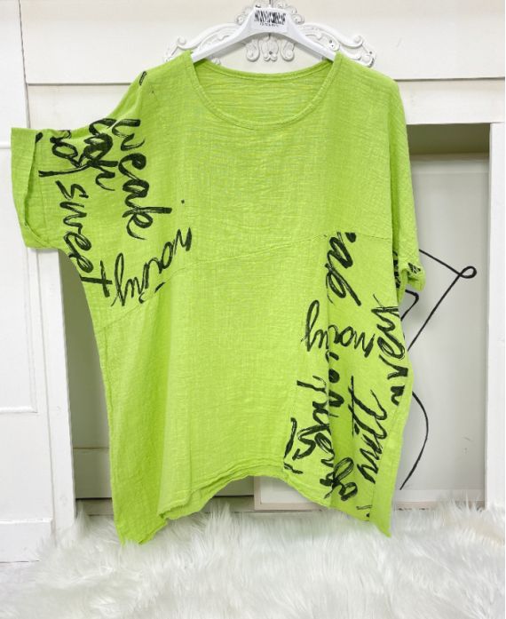 WRITING COTTON TUNIC PE704 ANIS GREEN