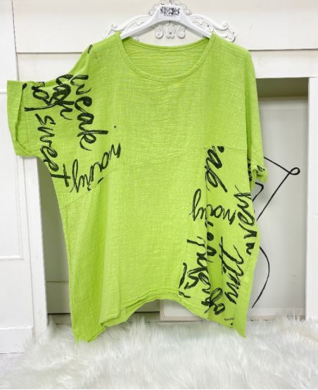 WRITING COTTON TUNIC PE704 ANIS GREEN