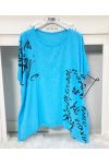 COTTON TUNIC ECRITURE PE704 AZURE BLUE