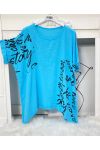 COTTON TUNIC ECRITURE PE704 AZURE BLUE